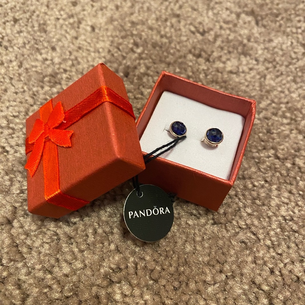 Pandora | Sterling Silver Sapphire Stud Earrings